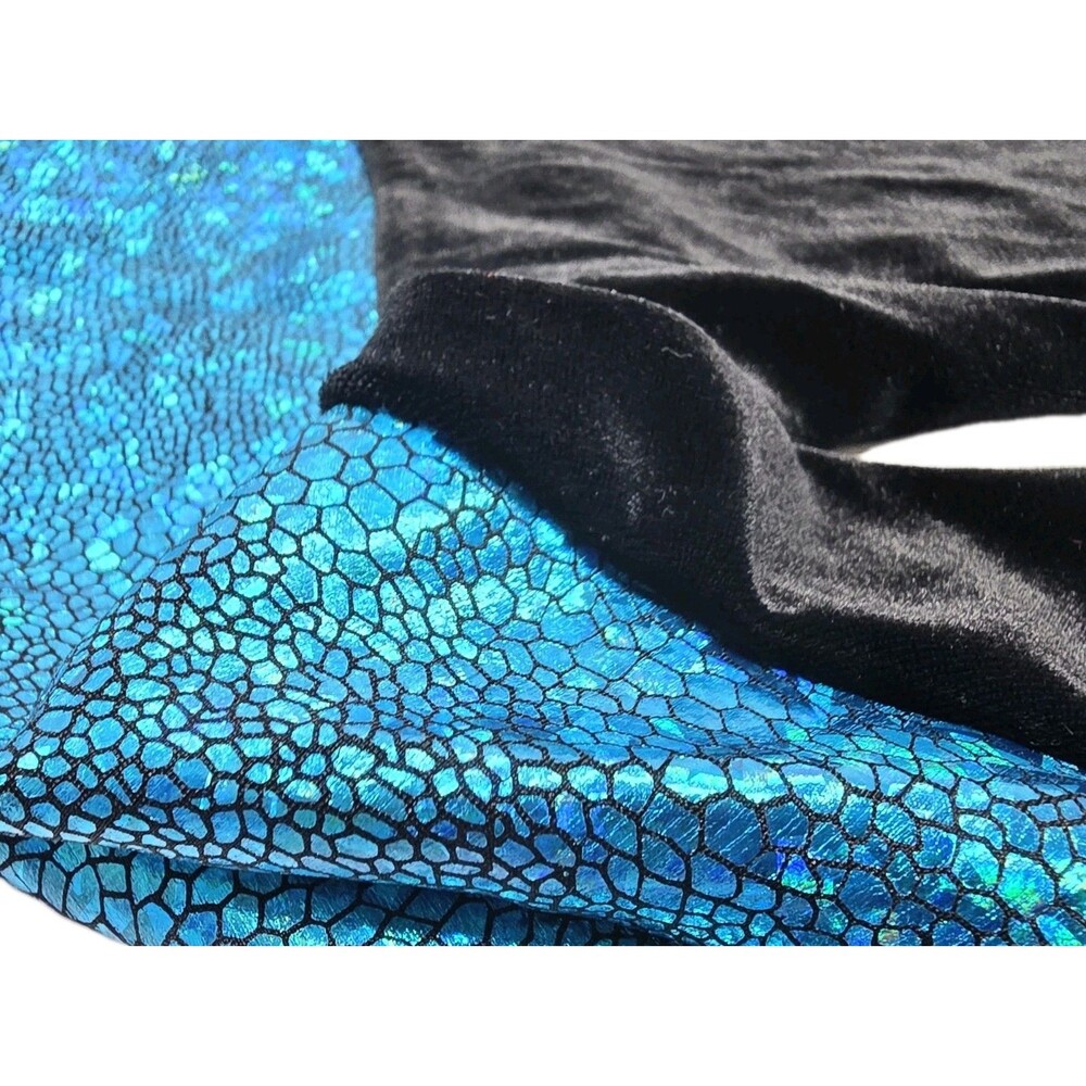 GK Elite VTG Torquoise Reflective Metallic Velvet LS Open Back Leotard Black AM - Picture 5 of 10